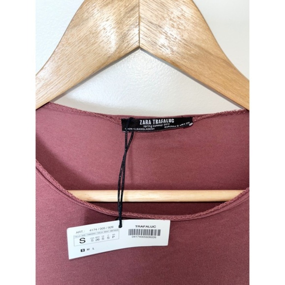 Zara NWT Trafaluc Mauve Pink Tiered‎ Ruffle Sleeve Drop Waist Midi Dress | Small - Picture 3 of 12